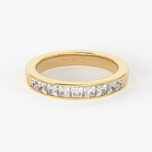 Load image into Gallery viewer, Princess Cut Diamond Band / 2.50MM Thin Channel Set Diamond Ring / Half Eternity Stackable Ring / Diamond Wedding Ring / Minimalist Handmade Ring - Jalvi & Co.