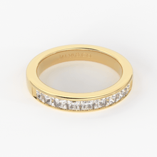 Load image into Gallery viewer, Princess Cut Diamond Band / 2.50MM Thin Channel Set Diamond Ring / Half Eternity Stackable Ring / Diamond Wedding Ring / Minimalist Handmade Ring - Jalvi & Co.