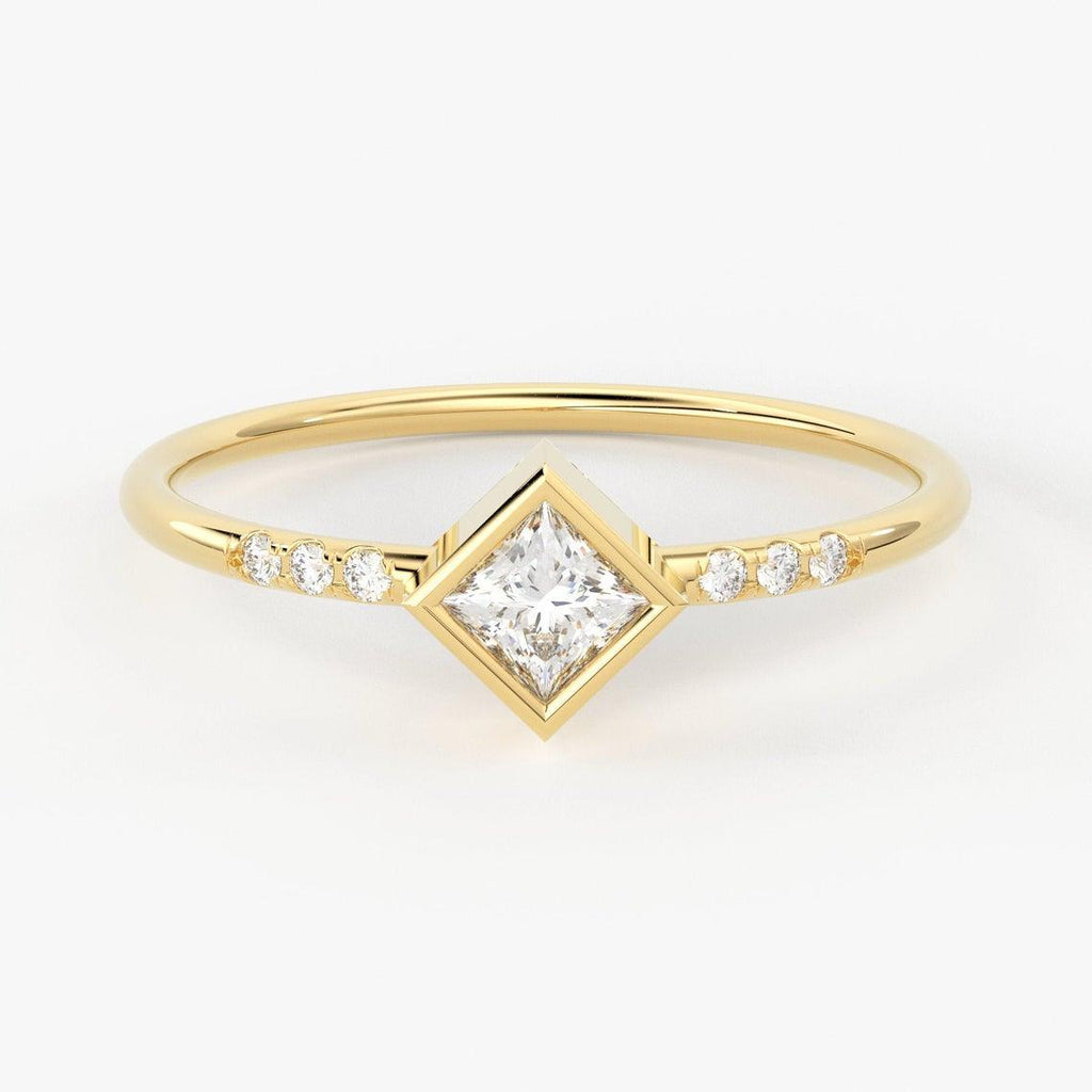 Princess Cut Diamond Wedding Band / 14k Gold Princess Cut Women's Wedding Ring Available in Rose Gold White Gold - Jalvi & Co.