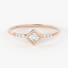Load image into Gallery viewer, Princess Cut Diamond Wedding Band / 14k Gold Princess Cut Women&#39;s Wedding Ring Available in Rose Gold White Gold - Jalvi &amp; Co.