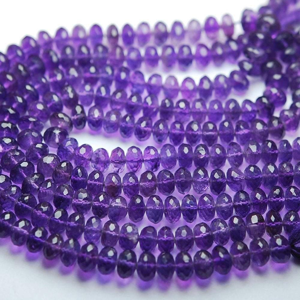 Purple Amethyst Natural Faceted Rondelle Gemstone Loose Spacer Beads 5mm 6mm 13" - Jalvi & Co.