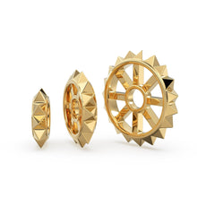 Load image into Gallery viewer, Pyramid Spike 18k Solid Gold Spacer Beads / 14k Jewelry Making Supplies / Handmade Gold Wheel Tyre Findings - Jalvi & Co.
