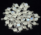 Rainbow Moonstone Faceted Heart 925 Sterling Silver Bezel Connector 2pc 13mm