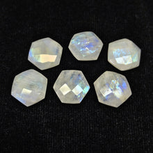 Load image into Gallery viewer, Rainbow Moonstone Faceted Hexagon Gemstone Loose Pair Beads 2pc 12mm - Jalvi &amp; Co.