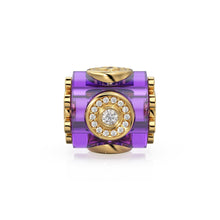 Load image into Gallery viewer, Rare Amethyst Diamond 18k Solid Yellow Gold Spacer Beads / Jewelry Making Handmade Supplies / Designer Luxury Gemstone Gold Findings - Jalvi & Co.