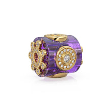 Load image into Gallery viewer, Rare Amethyst Diamond 18k Solid Yellow Gold Spacer Beads / Jewelry Making Handmade Supplies / Designer Luxury Gemstone Gold Findings - Jalvi & Co.