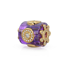 Load image into Gallery viewer, Rare Amethyst Diamond 18k Solid Yellow Gold Spacer Beads / Jewelry Making Handmade Supplies / Designer Luxury Gemstone Gold Findings - Jalvi & Co.