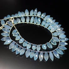 Load image into Gallery viewer, Ready to wear, 20 inch, 11-15mm, Blue Chalcedony Faceted Marquise Beaded Necklace, Chalcedony Beads - Jalvi & Co.