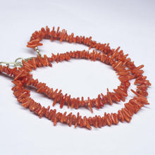 Load image into Gallery viewer, Ready to wear, 20 inch, 5-9mm, Red Coral Smooth Uneven Chips Beaded Necklace, Coral Beads - Jalvi &amp; Co.