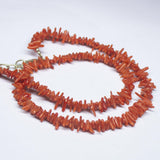 Ready to wear, 20 inch, 5-9mm, Red Coral Smooth Uneven Chips Beaded Necklace, Coral Beads