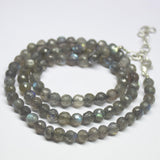 Ready to wear, 21 inch, 6mm, Blue Labradorite Faceted Round Beaded Necklace, Labradorite Beads