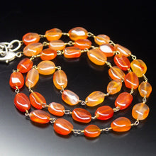 Load image into Gallery viewer, Ready to wear, 21 inch, 8-9mm, Orange Carnelian Smooth Oval Beaded Necklace, Carnelian Beads - Jalvi &amp; Co.