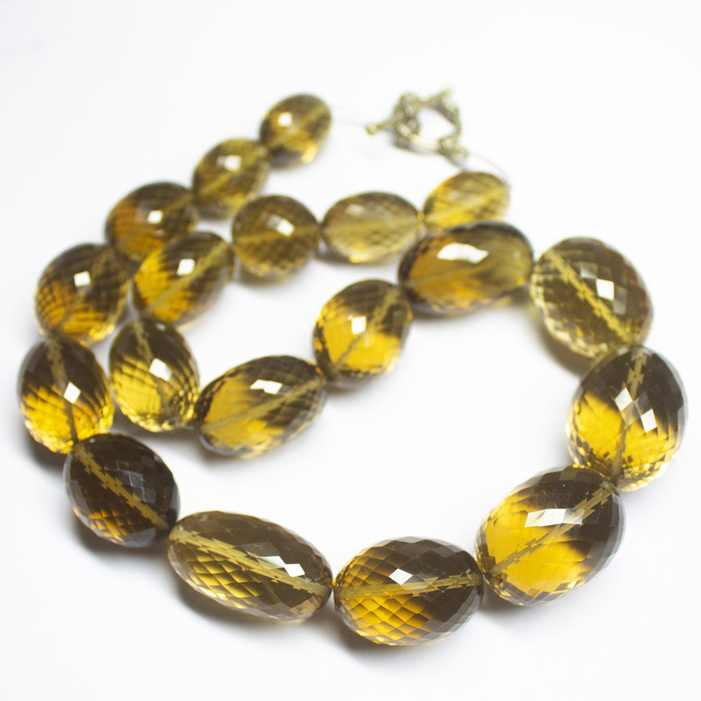 Ready To Wear - One of a kind - Eye Clean Beer Quartz Hand Cut Oval Tumble Gemstone Beaded Necklace - Jalvi & Co.