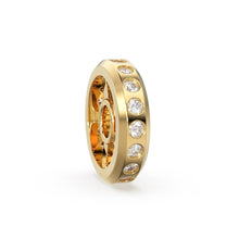 Load image into Gallery viewer, Real Diamond 18k Solid Gold Eternity Rondelle Wheel Spacer Handmade Beads - Jalvi & Co.