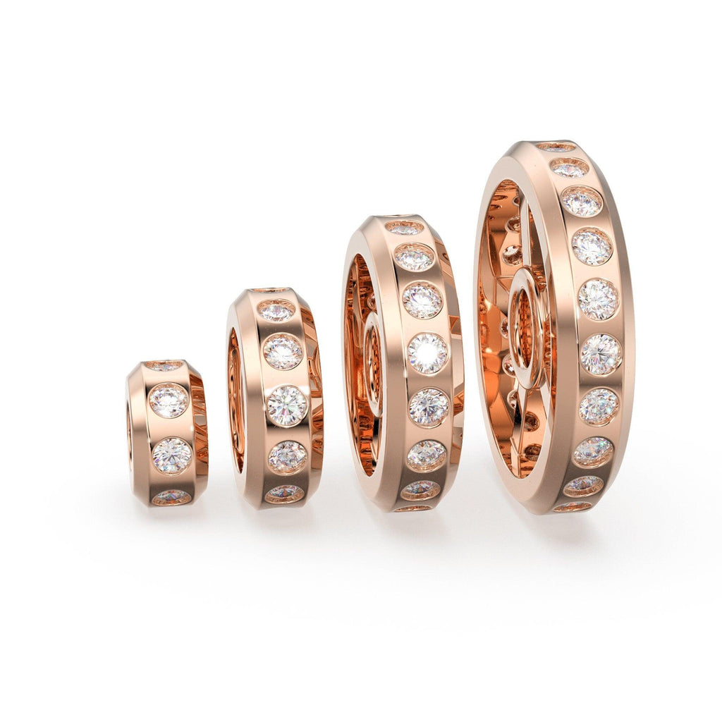 Real Diamond 18k Solid Gold Eternity Rondelle Wheel Spacer Handmade Beads - Jalvi & Co.
