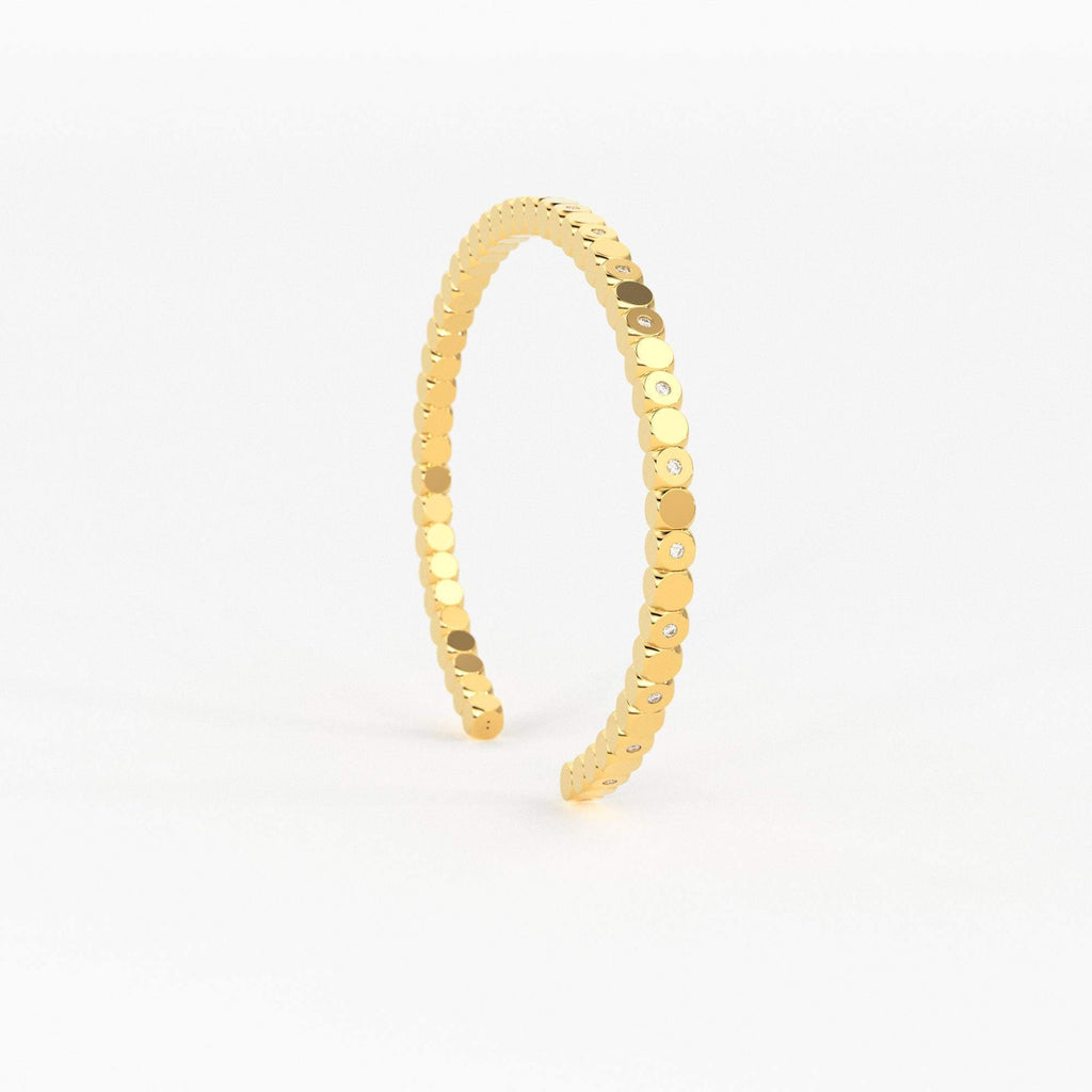 Real Diamond Solid Gold Cuff Bracelet / Flush Set Diamond / Handmade Cubes Bracelet / Handmade 18k Gold Diamond Bangle / Gift High Jewelry - Jalvi & Co.