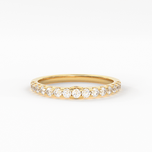 Load image into Gallery viewer, Real Diamond Wedding Band / 14k Gold Band Ring Blue Diamond Accents / Prong Ring with Blue Diamond / Minimalist Stacking Ring - Jalvi & Co.