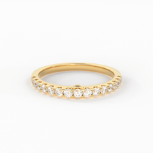 Load image into Gallery viewer, Real Diamond Wedding Band / 14k Gold Band Ring Blue Diamond Accents / Prong Ring with Blue Diamond / Minimalist Stacking Ring - Jalvi & Co.