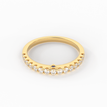 Load image into Gallery viewer, Real Diamond Wedding Band / 14k Gold Band Ring Blue Diamond Accents / Prong Ring with Blue Diamond / Minimalist Stacking Ring - Jalvi & Co.