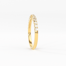 Load image into Gallery viewer, Real Diamond Wedding Band / 14k Gold Band Ring Blue Diamond Accents / Prong Ring with Blue Diamond / Minimalist Stacking Ring - Jalvi & Co.