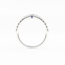 Load image into Gallery viewer, Real Diamond Wedding Band / 14k Gold Band Ring Blue Diamond Accents / Prong Ring with Blue Diamond / Minimalist Stacking Ring - Jalvi & Co.