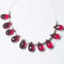 Load image into Gallery viewer, Red Garnet Quartz Faceted Teardrop Beads 10mm 10pc - Jalvi & Co.