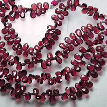 Load image into Gallery viewer, Rhodolite Garnet Faceted Pear Drop Briolette Gemstone Loose Beads 10" 8mm 9mm - Jalvi & Co.