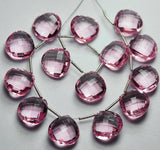 Rose Pink Quartz Faceted Heart Drop Briolette Side Drilled PAIR Beads 30pcs 10mm