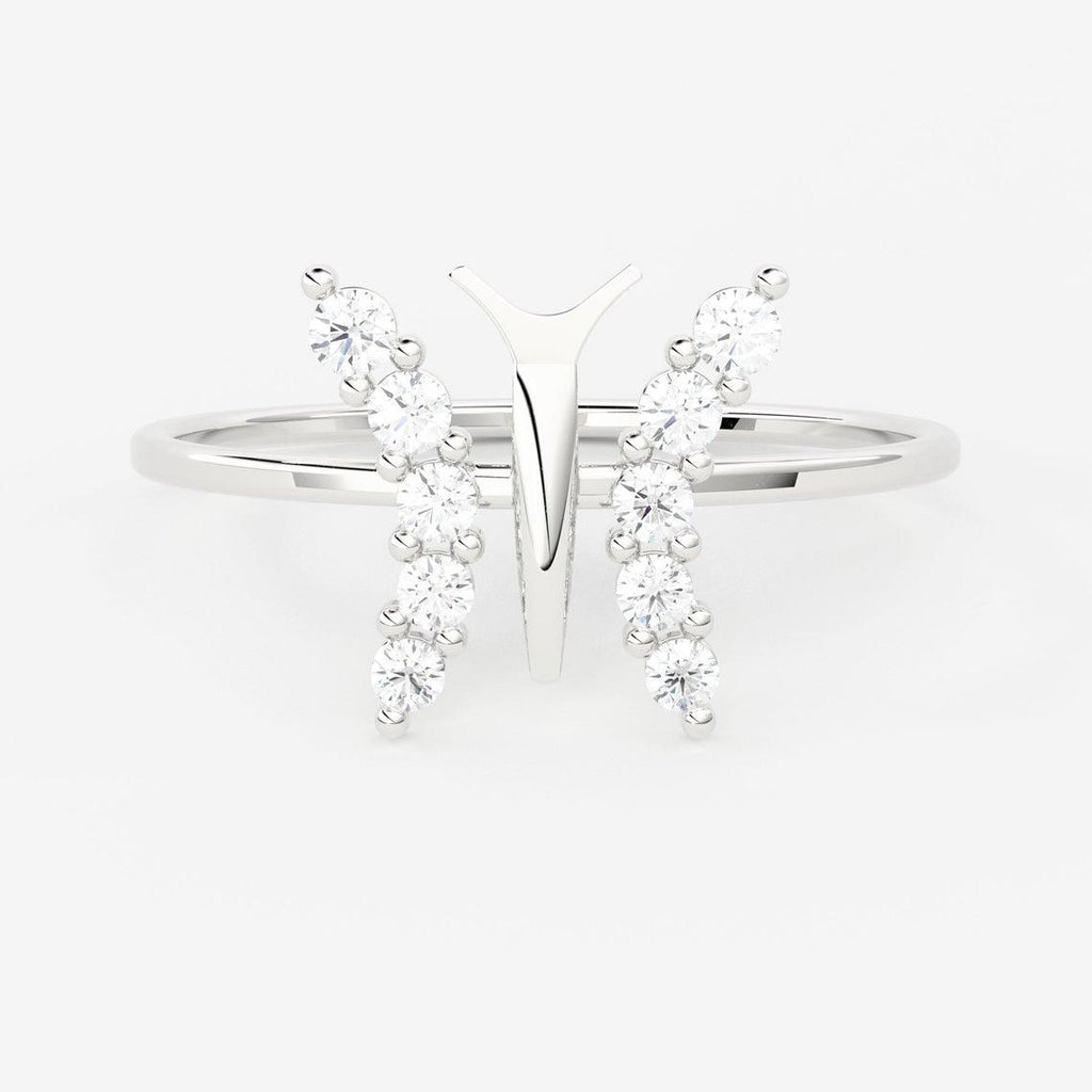 Round Diamond Band in 14k Gold / Butterfly Gold Diamond Ring / Gold Band White Diamond Ring / Round Diamond Wedding Band - Jalvi & Co.