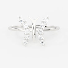 Load image into Gallery viewer, Round Diamond Band in 14k Gold / Butterfly Gold Diamond Ring / Gold Band White Diamond Ring / Round Diamond Wedding Band - Jalvi & Co.