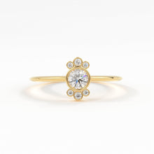 Load image into Gallery viewer, Round Diamond Engagement Ring / Bezel Set Ring / 0.25 carat Diamond Ring / Cluster Diamond Ring / Flower 14k & 18k Solid Gold Ring/ Wedding - Jalvi & Co.
