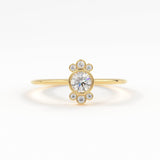 Round Diamond Engagement  Ring / Bezel Set Ring / 0.25 carat Diamond Ring / Cluster Diamond Ring / Flower 14k & 18k Solid Gold Ring/ Wedding
