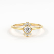 Load image into Gallery viewer, Round Diamond Engagement Ring / Bezel Set Ring / 0.25 carat Diamond Ring / Cluster Diamond Ring / Flower 14k & 18k Solid Gold Ring/ Wedding - Jalvi & Co.