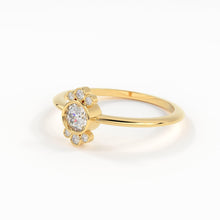 Load image into Gallery viewer, Round Diamond Engagement Ring / Bezel Set Ring / 0.25 carat Diamond Ring / Cluster Diamond Ring / Flower 14k & 18k Solid Gold Ring/ Wedding - Jalvi & Co.