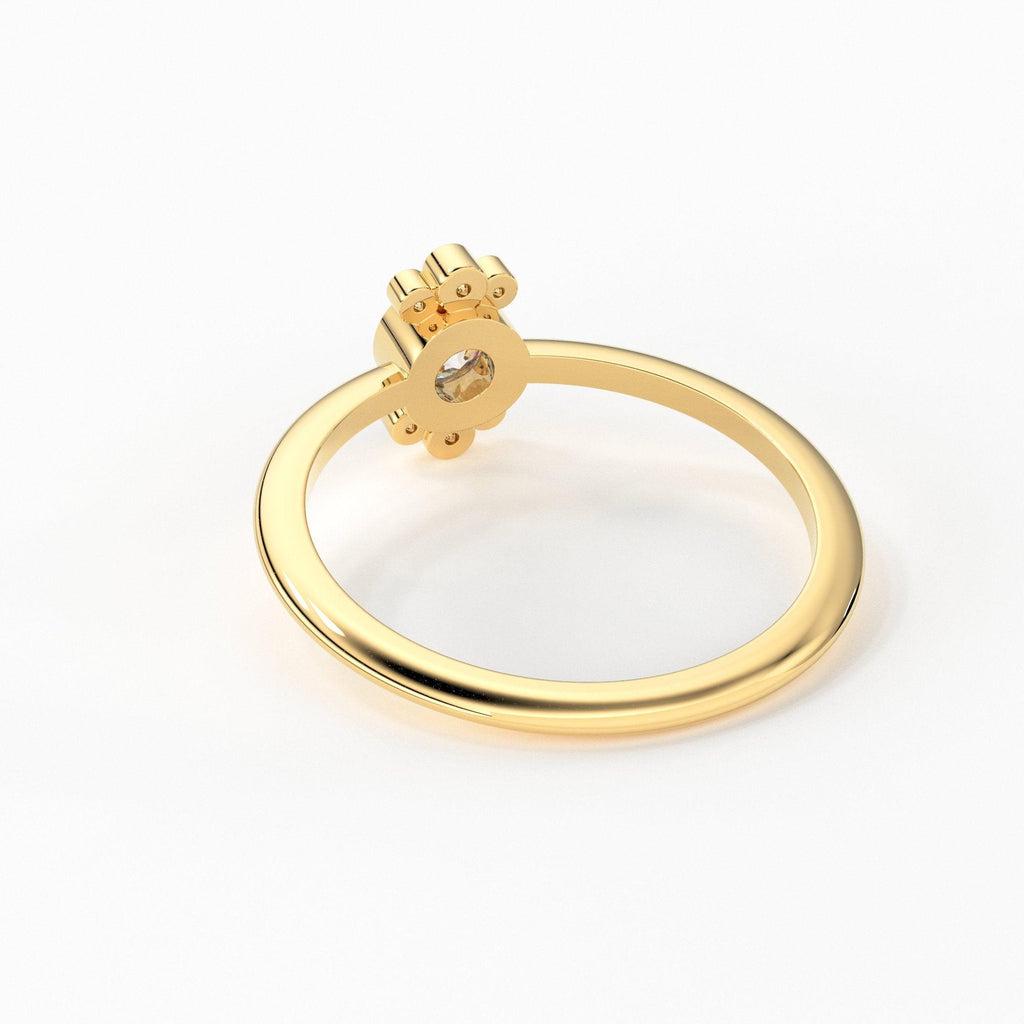 Round Diamond Engagement Ring / Bezel Set Ring / 0.25 carat Diamond Ring / Cluster Diamond Ring / Flower 14k & 18k Solid Gold Ring/ Wedding - Jalvi & Co.