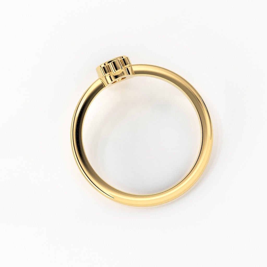 Round Diamond Engagement Ring / Bezel Set Ring / 0.25 carat Diamond Ring / Cluster Diamond Ring / Flower 14k & 18k Solid Gold Ring/ Wedding - Jalvi & Co.