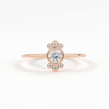 Load image into Gallery viewer, Round Diamond Engagement Ring / Bezel Set Ring / 0.25 carat Diamond Ring / Cluster Diamond Ring / Flower 14k &amp; 18k Solid Gold Ring/ Wedding - Jalvi &amp; Co.