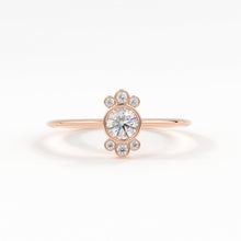 Load image into Gallery viewer, Round Diamond Engagement Ring / Bezel Set Ring / 0.25 carat Diamond Ring / Cluster Diamond Ring / Flower 14k & 18k Solid Gold Ring/ Wedding - Jalvi & Co.