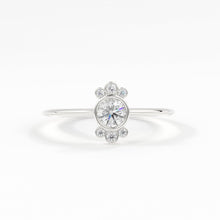 Load image into Gallery viewer, Round Diamond Engagement Ring / Bezel Set Ring / 0.25 carat Diamond Ring / Cluster Diamond Ring / Flower 14k & 18k Solid Gold Ring/ Wedding - Jalvi & Co.