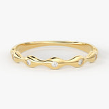 Round Diamond Wedding Band / 14K Gold Cloud Round Diamond Ring / Engagement Ring