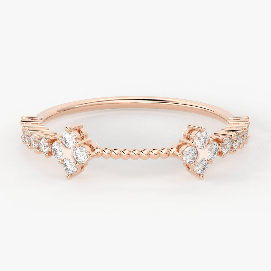 Round Diamond Wedding Band / 14K Gold Rope Round Diamond Ring / Engagement Ring - Jalvi & Co.