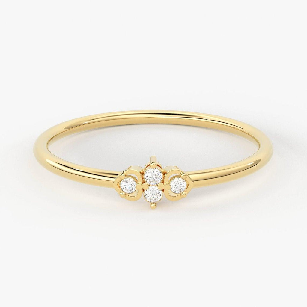 Round Diamond Wedding Band / 14k Gold Round Heart Shape Women's Wedding Ring Available in Rose Gold White Gold - Jalvi & Co.