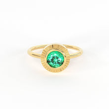 Load image into Gallery viewer, Round Emerald Ring Solitaire / Natural Emerald Engagement Ring / Simple Green Emerald Ring / Zambian Emerald 18k Gold Ring / Boho Ring - Jalvi & Co.