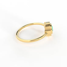 Load image into Gallery viewer, Round Emerald Ring Solitaire / Natural Emerald Engagement Ring / Simple Green Emerald Ring / Zambian Emerald 18k Gold Ring / Boho Ring - Jalvi & Co.