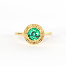 Load image into Gallery viewer, Round Emerald Ring Solitaire / Natural Emerald Engagement Ring / Simple Green Emerald Ring / Zambian Emerald 18k Gold Ring / Boho Ring - Jalvi & Co.