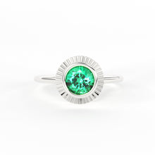 Load image into Gallery viewer, Round Emerald Ring Solitaire / Natural Emerald Engagement Ring / Simple Green Emerald Ring / Zambian Emerald 18k Gold Ring / Boho Ring - Jalvi & Co.