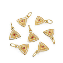 Load image into Gallery viewer, Ruby Emerald Blue Sapphire Trillion Diamond Studed 14k Solid Gold Charm Pendant, Diamond Pendant, Diamond Charm, Solid Gold Finding 13x12mm - Jalvi & Co.