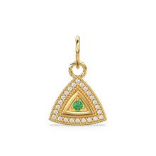 Load image into Gallery viewer, Ruby Emerald Blue Sapphire Trillion Diamond Studed 14k Solid Gold Charm Pendant, Diamond Pendant, Diamond Charm, Solid Gold Finding 13x12mm - Jalvi & Co.