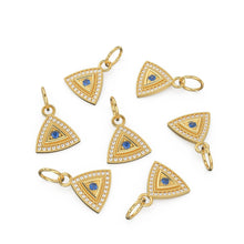 Load image into Gallery viewer, Ruby Emerald Blue Sapphire Trillion Diamond Studed 14k Solid Gold Charm Pendant, Diamond Pendant, Diamond Charm, Solid Gold Finding 13x12mm - Jalvi & Co.