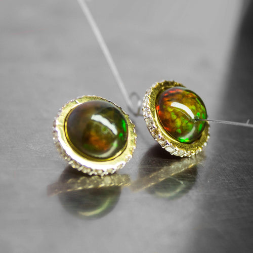 Saturn Black Opal 18k Gold Diamond Ring Spacer Beads, Black Opal Beads, Diamond Opal Bead, Luxury Finding (2) - Jalvi & Co.